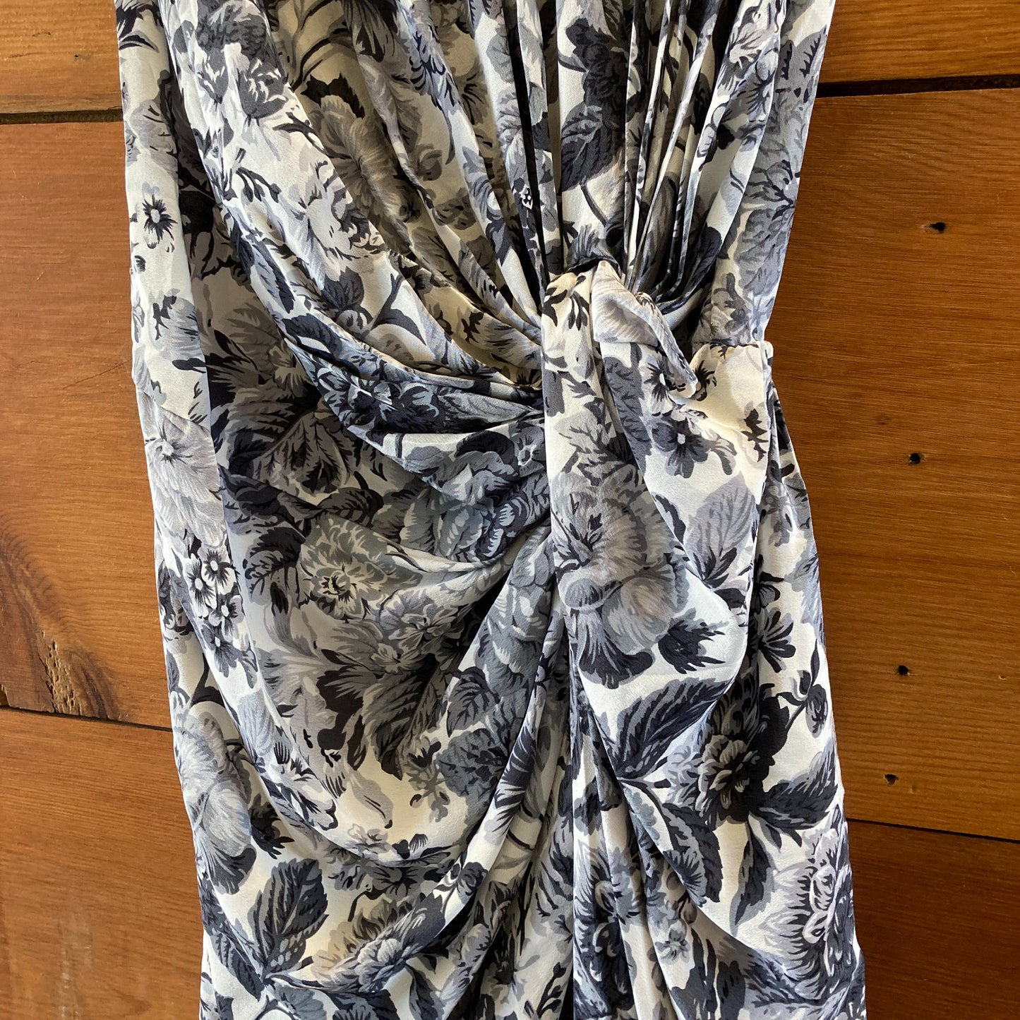 Zimmermann Grayscale Silk Floral Print High Slit Dress - Size 0 / XS - 0715IM