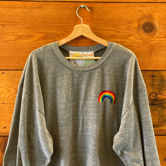 Aviator Nation Gray Pullover Rainbow Embroidered Sweatshirt - Size L - 0415AB