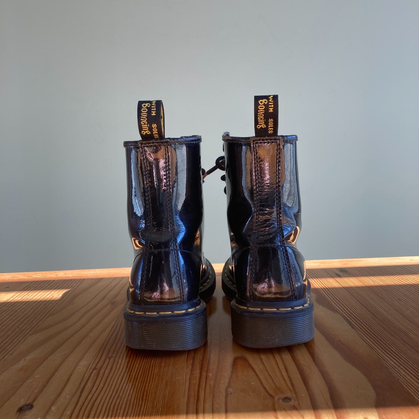 5 - Dr. Martens Black Patent 1460 Womens Combat Lace Up Boots 0110NF