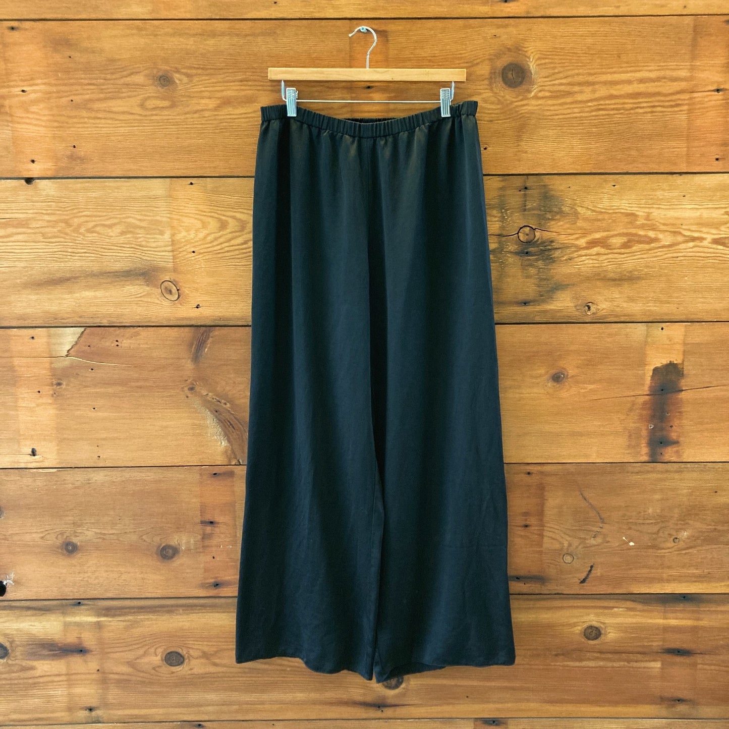 Jenni Kayne Black Elastic Waist Pull-On Wide Leg Demi Pants  - Size XL - 0924GC