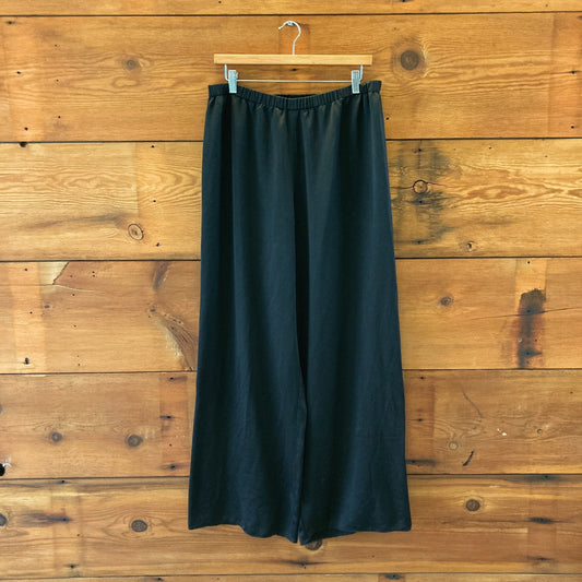 Jenni Kayne Black Elastic Waist Pull-On Wide Leg Demi Pants  - Size XL - 0924GC