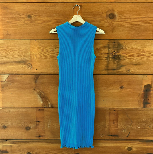Sies Marjan Blue Ribbed Sleeveless Stretch Knit Bodycon Dress - Size M - 0106KA