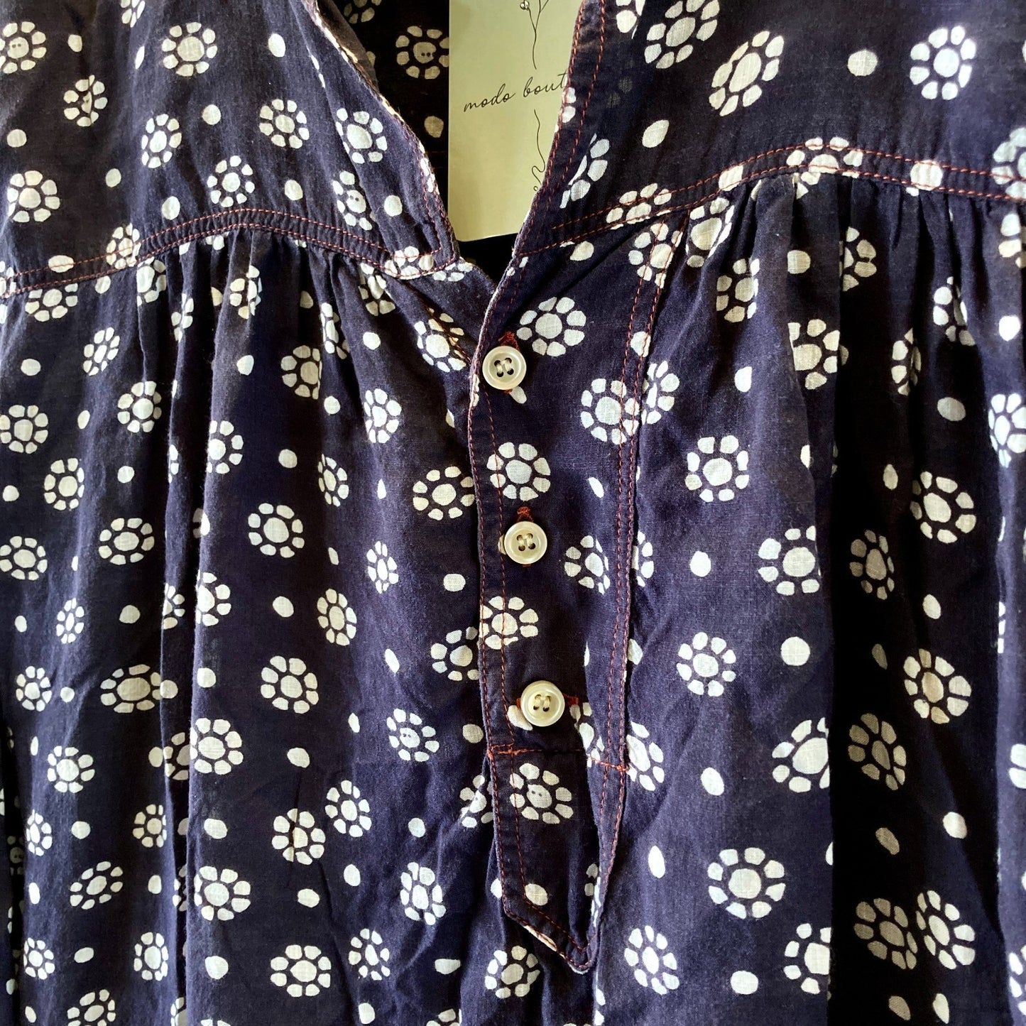 Isabel Marant Etoile Blue Patterned Cotton Shift Dress - Size 34 / S - 0615KS
