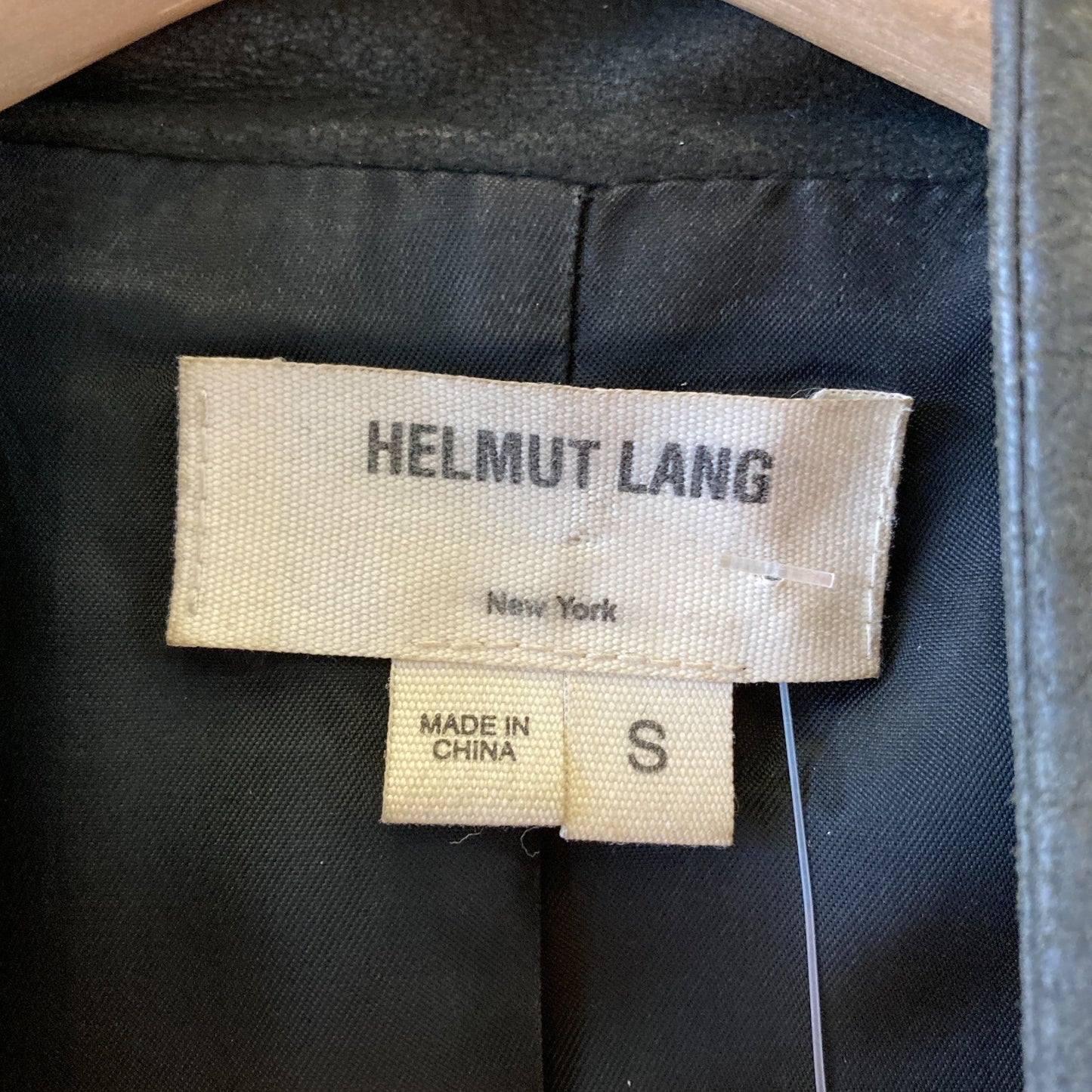 S - Helmut Lang Dark Gray Paper Leather Asymmetric Zip Moto Jacket 0113TS