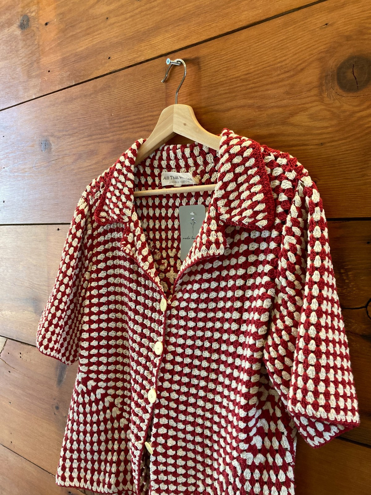 All That Remains Red White Knit Button Up Cardigan Sweater - Size 6 - 0312IG
