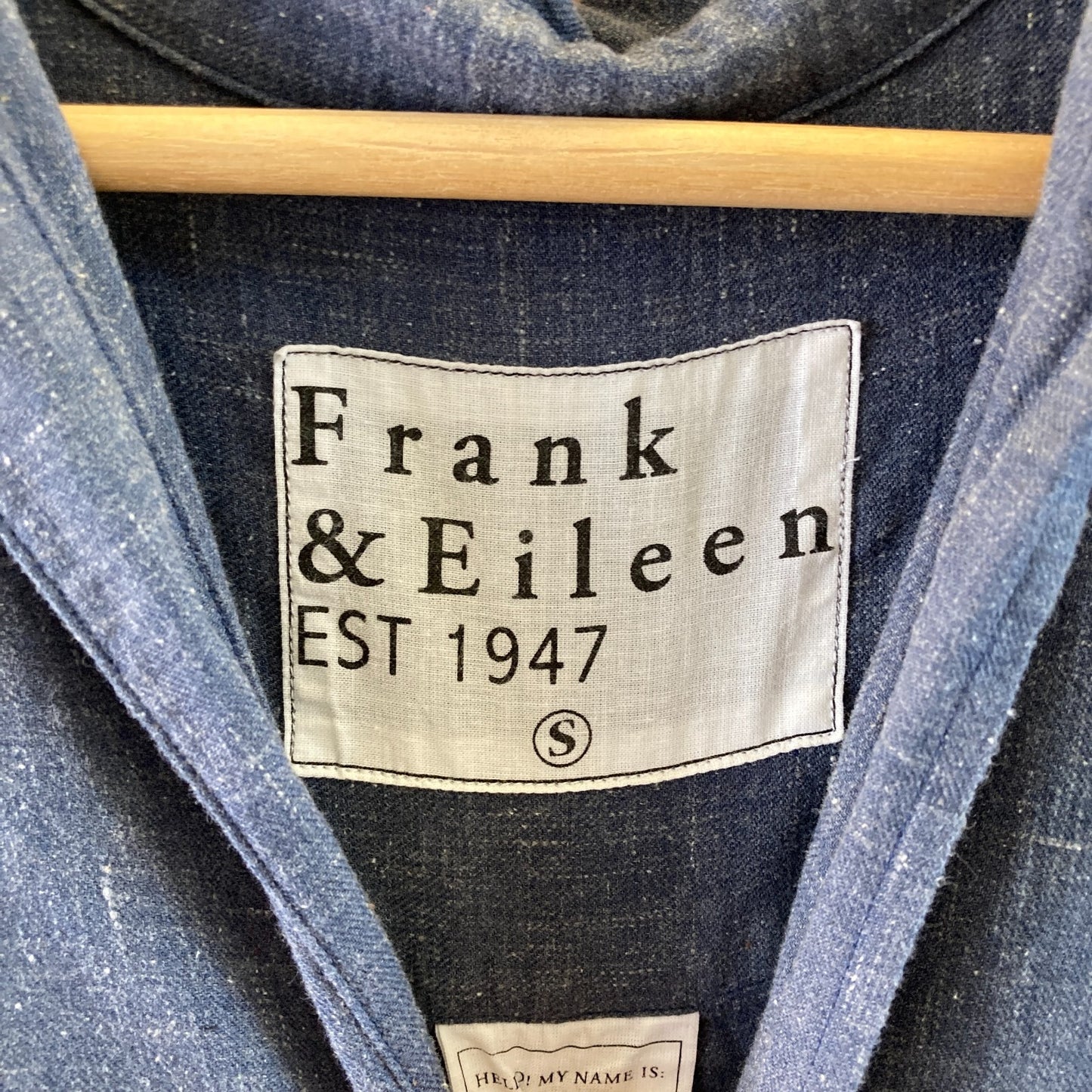 Frank & Eileen Blue Cotton Button Front Hunter Shirt Dress - Size S - 0929LL