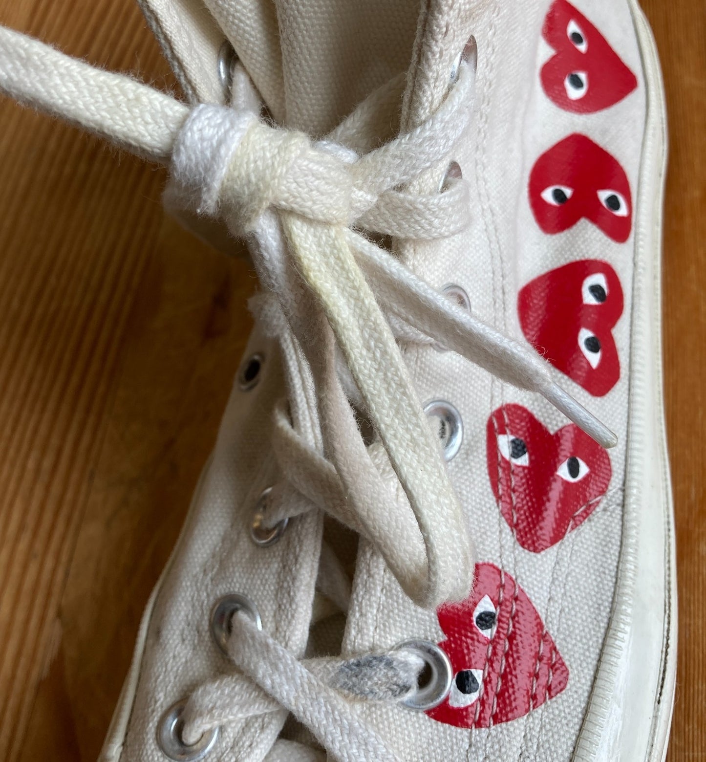 Converse X Play Comme Des Garcons White High Multi Heart Shoes - Size 9 - 0709EH