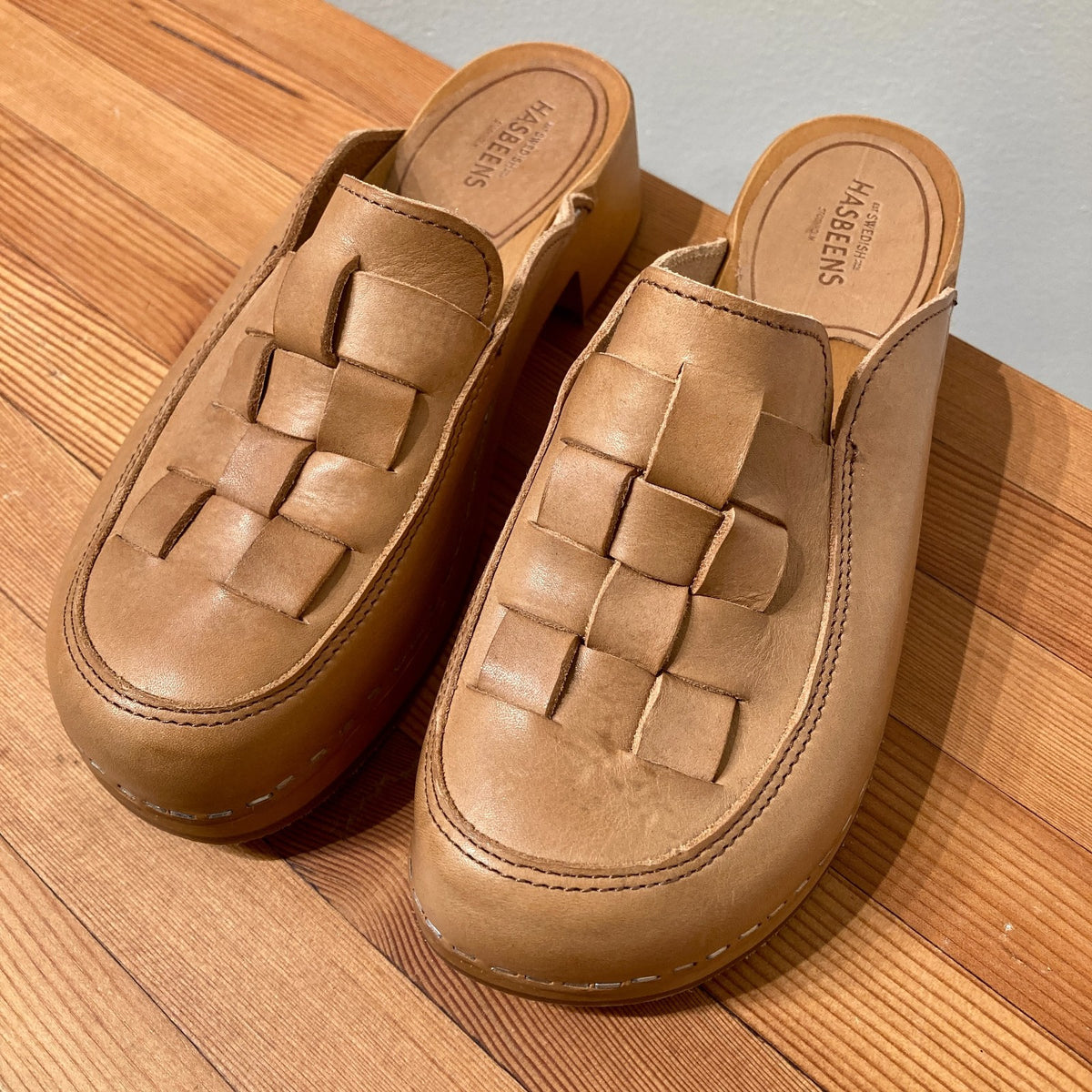 Swedish Hasbeens Braided Loafer Low Leather Mules Shoes - Size 36 / 6 - 0312IG