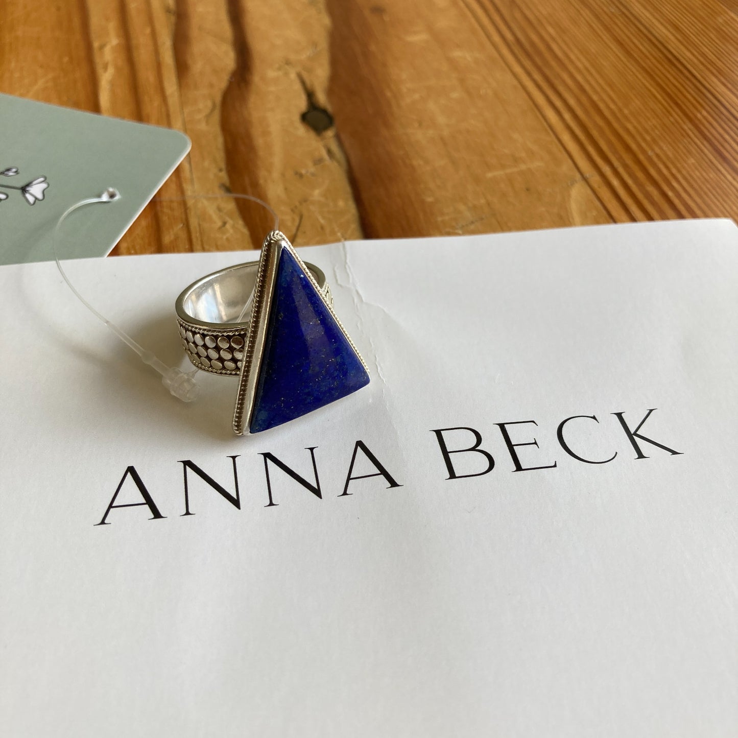 Anna Beck Sterling Blue Stone Triangle Cocktail Ring - Size 7 - NEW - 0716MD