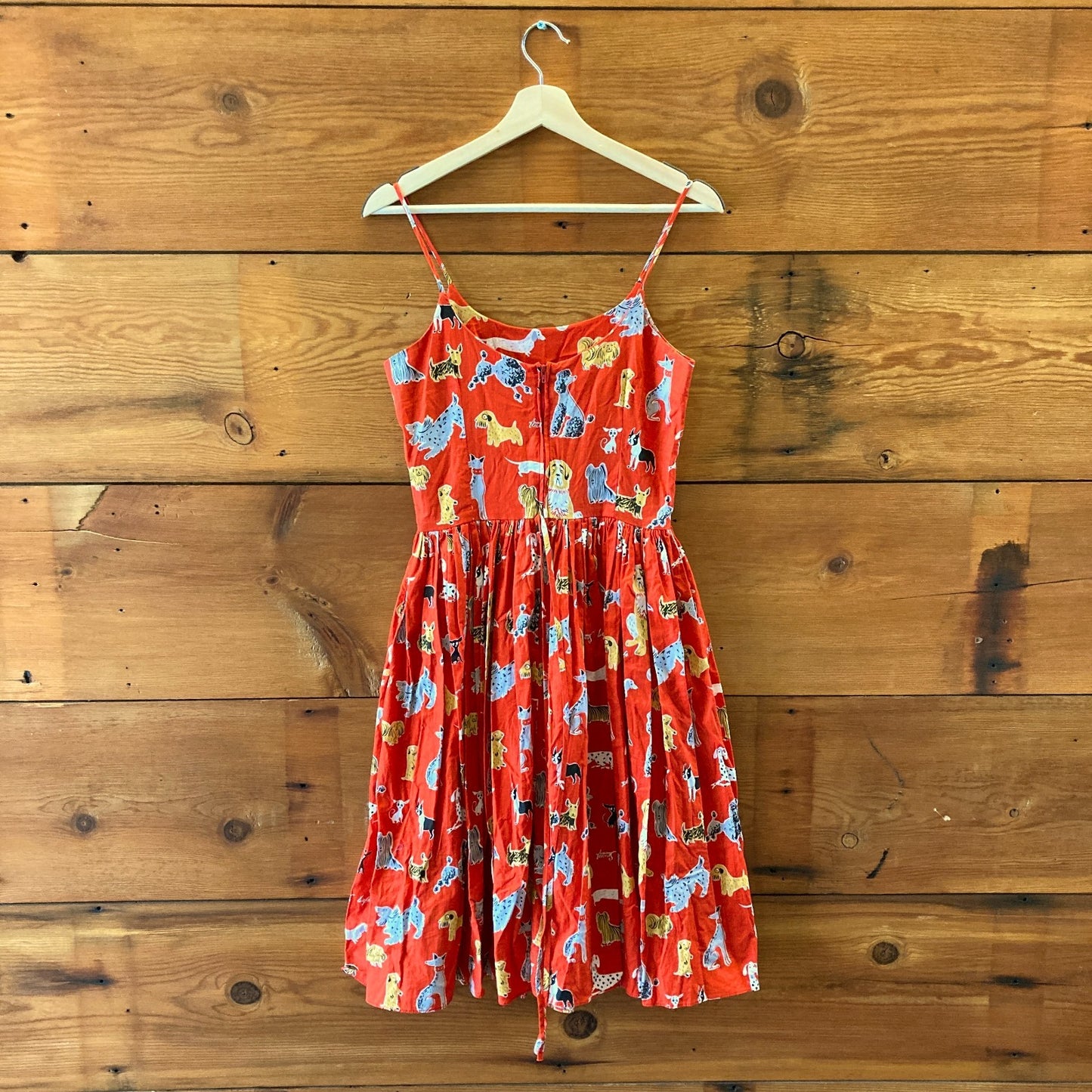 Bernie Dexter Red Puppy Dog Print Fit & Flare Sleeveless Dress - Size S - 0621AS