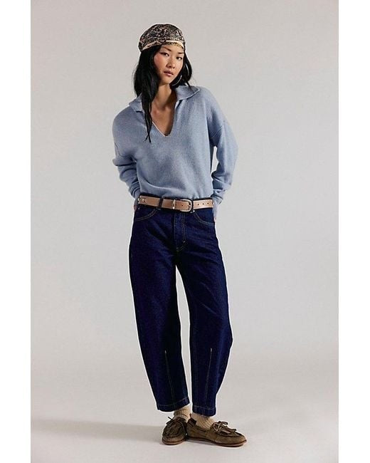 29 - We the Free People $98 Dark Deep Dive Wash Barrel Leg Jeans NEW 0312KP