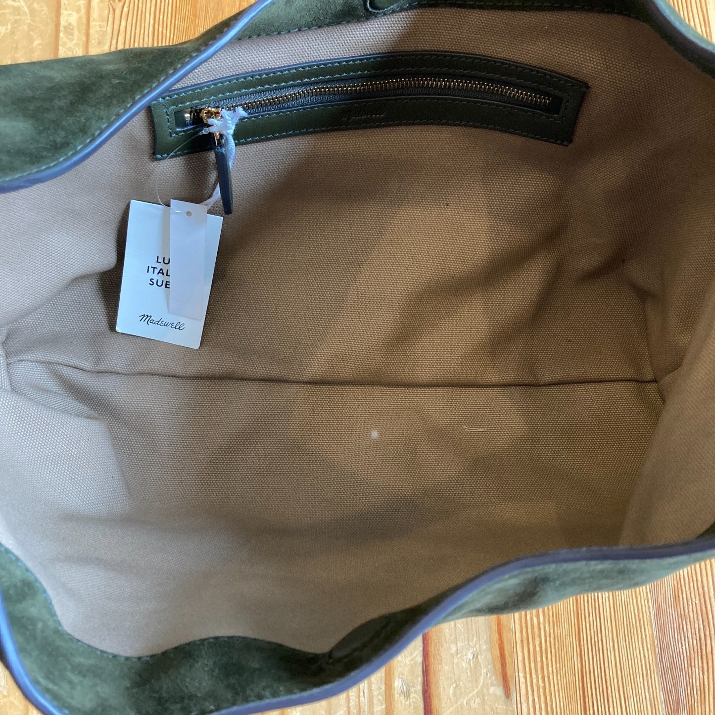 Madewell $198 Dark Green Italian Suede Mylie Shoulder Purse NEW - 1019CT