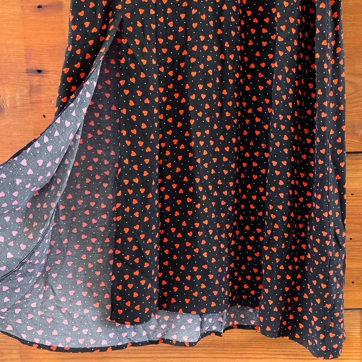 Maeve Anthropologie Black Heart Print Short Sleeve Maxi Dress - Size S - NEW - 0