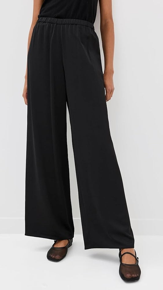 Jenni Kayne Black Elastic Waist Pull-On Wide Leg Demi Pants  - Size XL - 0924GC