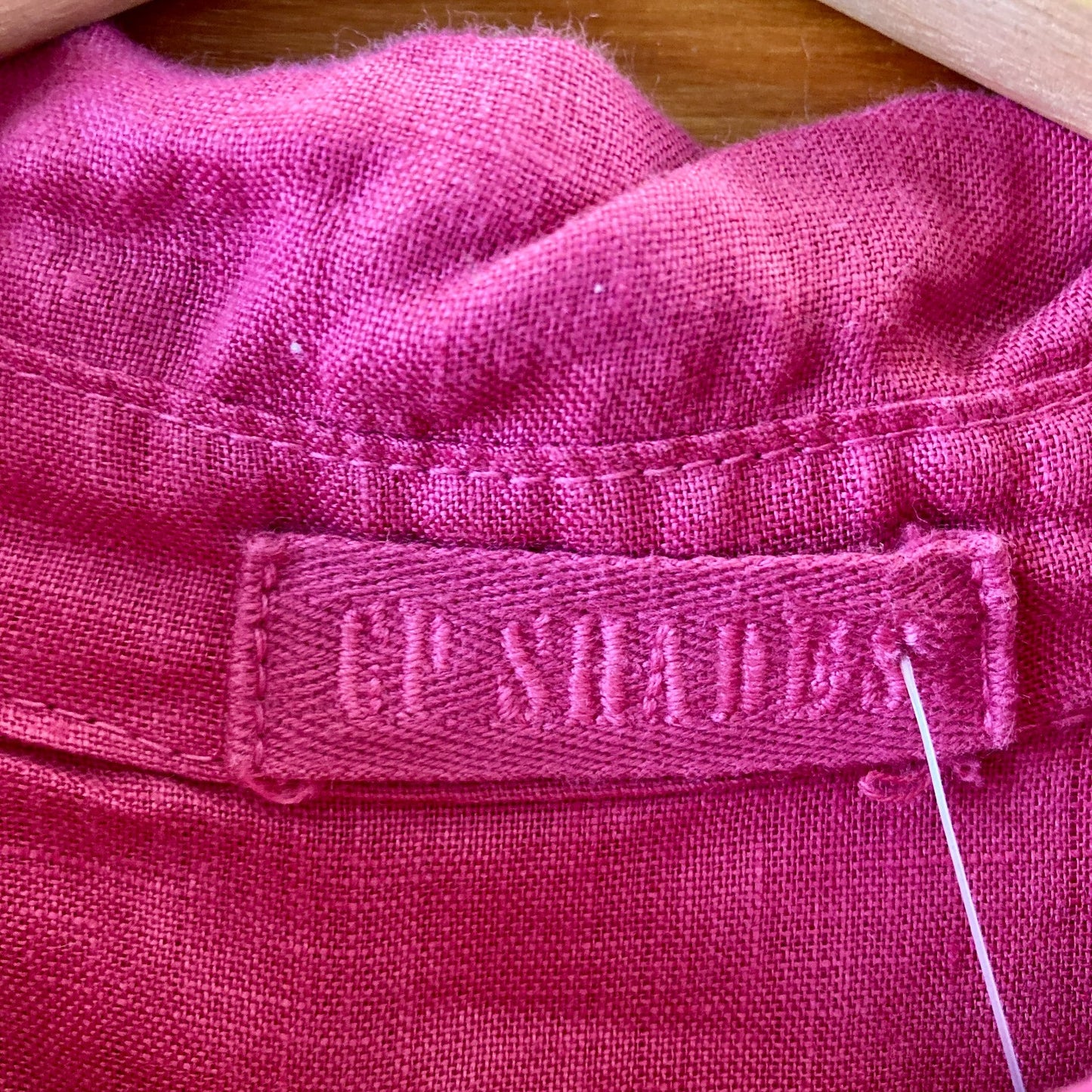 CP Shades Pink 100% Linen Long Sleeve Button Front Shirt Dress - Size M - 0721DK