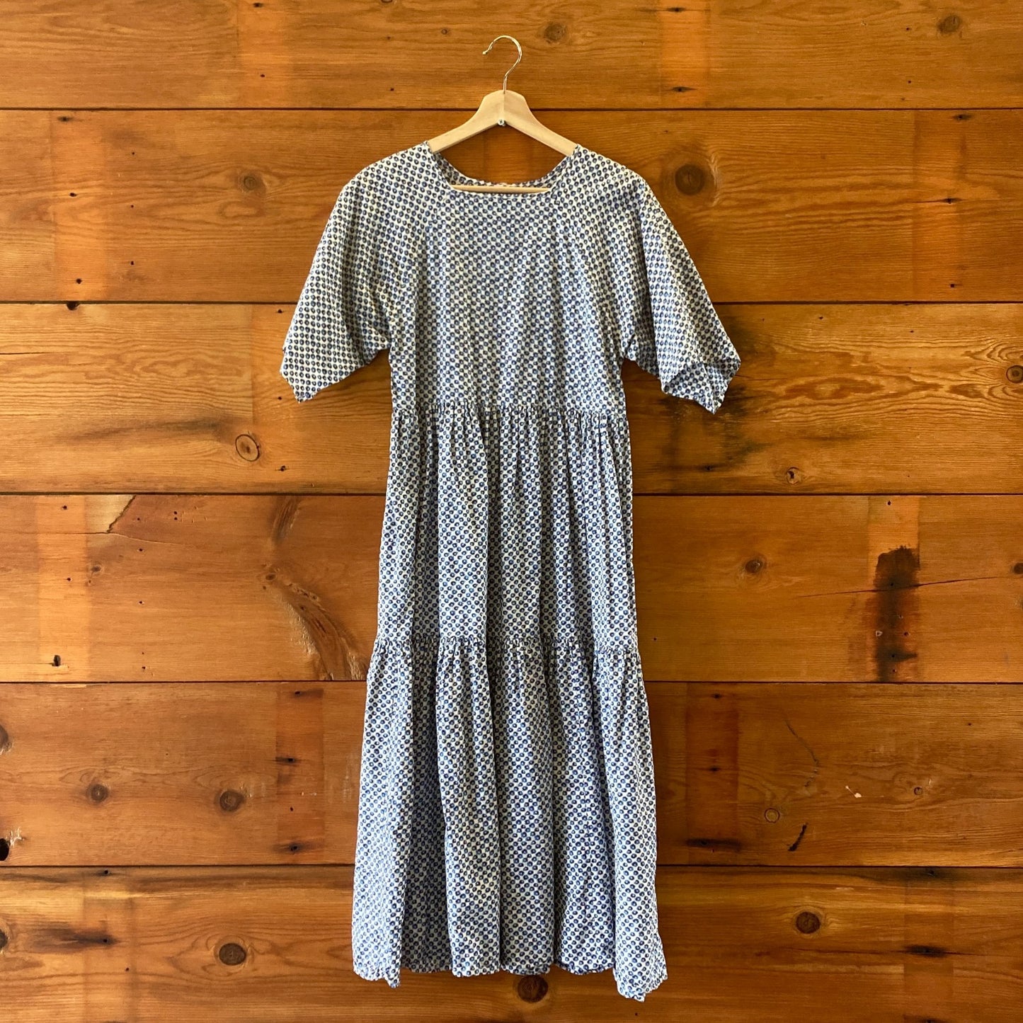 Christy Dawn Blue Floral Print Short Sleeve Tiered Theo Dress - Size XS - 0313SH