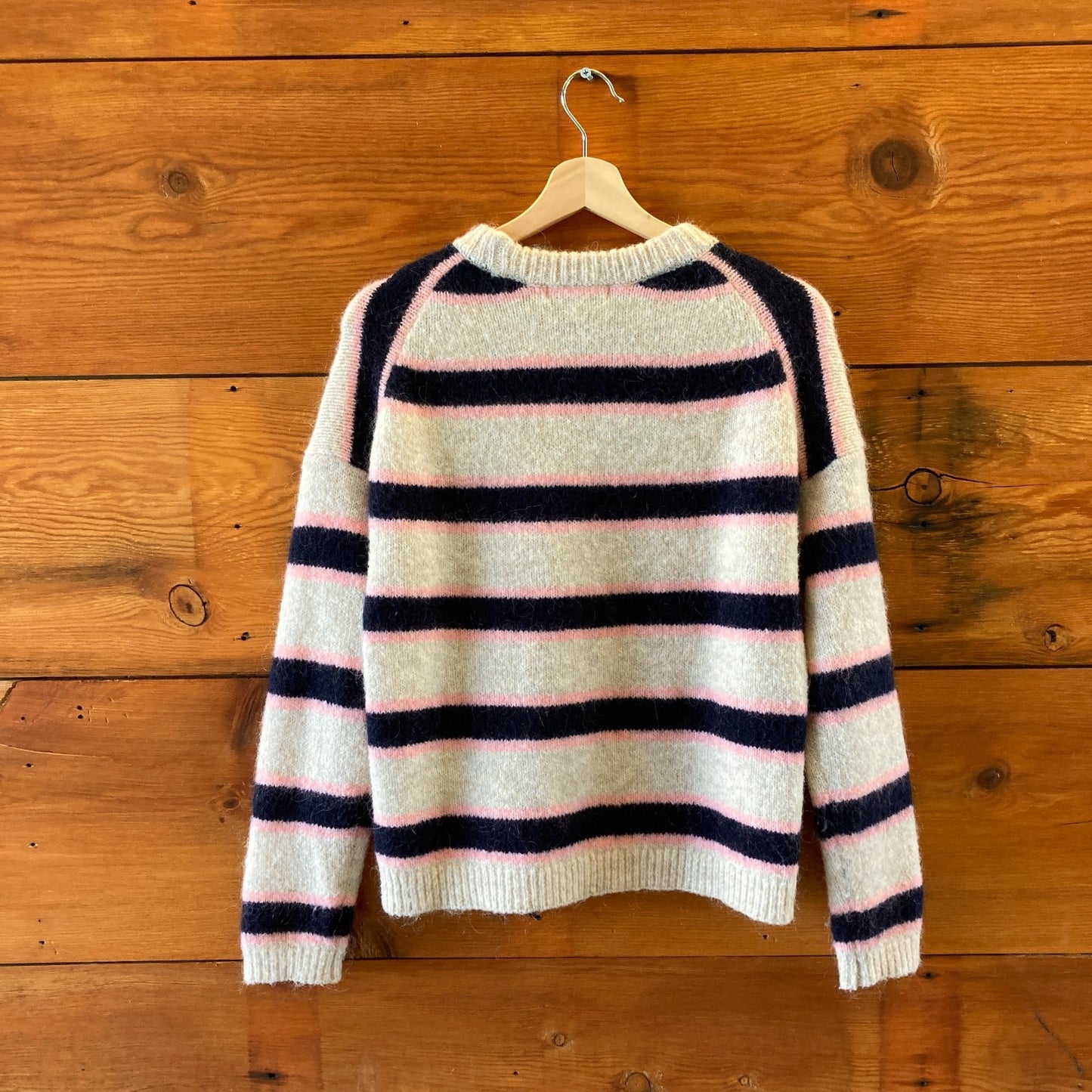 Boden Oatmeal Navy Pink Stripe Rosemary Relaxed Sweater - Size XS - 1113MF
