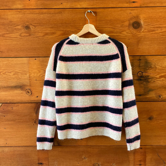 Boden Oatmeal Navy Pink Stripe Rosemary Relaxed Sweater - Size XS - 1113MF
