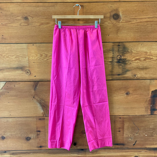 Dosa Dark Pink High Elastic Waist Flowy 100% Silk Pants - Size 1 / S - 0517DS