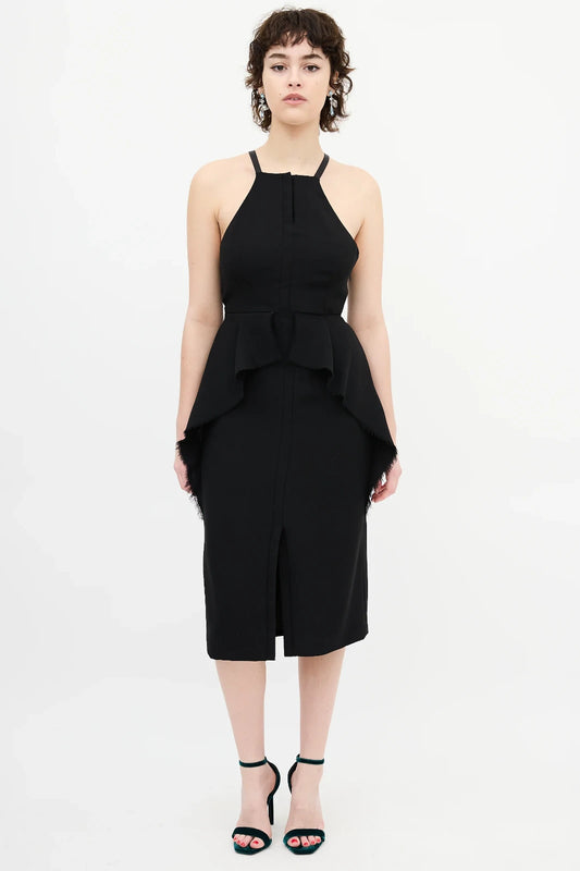 Rachel Comey Black Midi Length Open Back Cocktail Dress - Size 4 - 0813CP