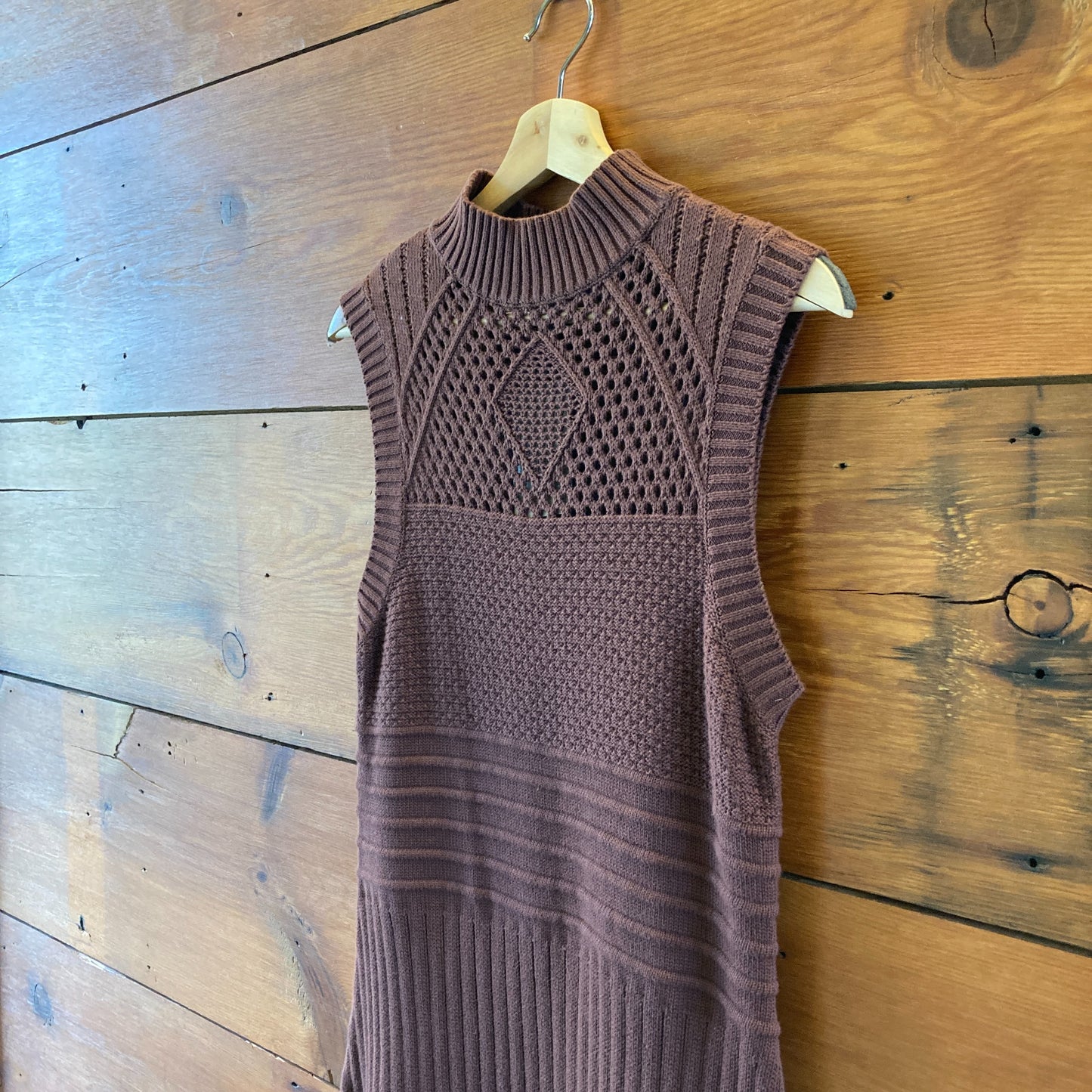 by Anthropologie Brown Mock Neck Sleeveless Knit Maxi Dress - Size M - 0610MB