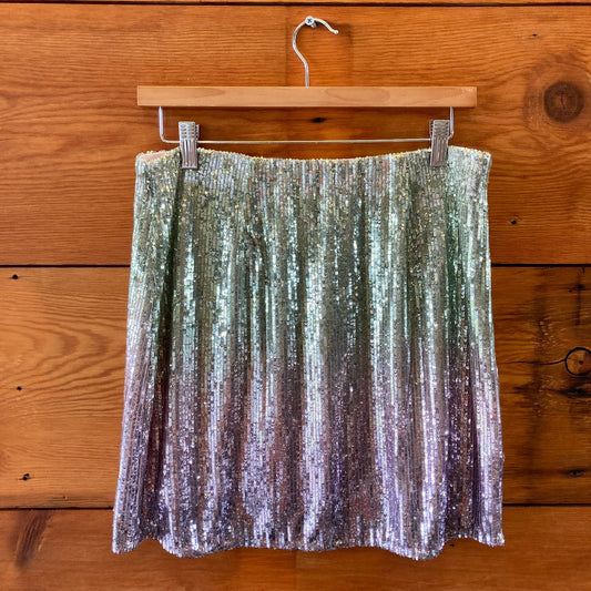 Love Shack Fancy Green Purple Ombre NEW Sequin Arturo Skirt - Size 10 - 0521AB