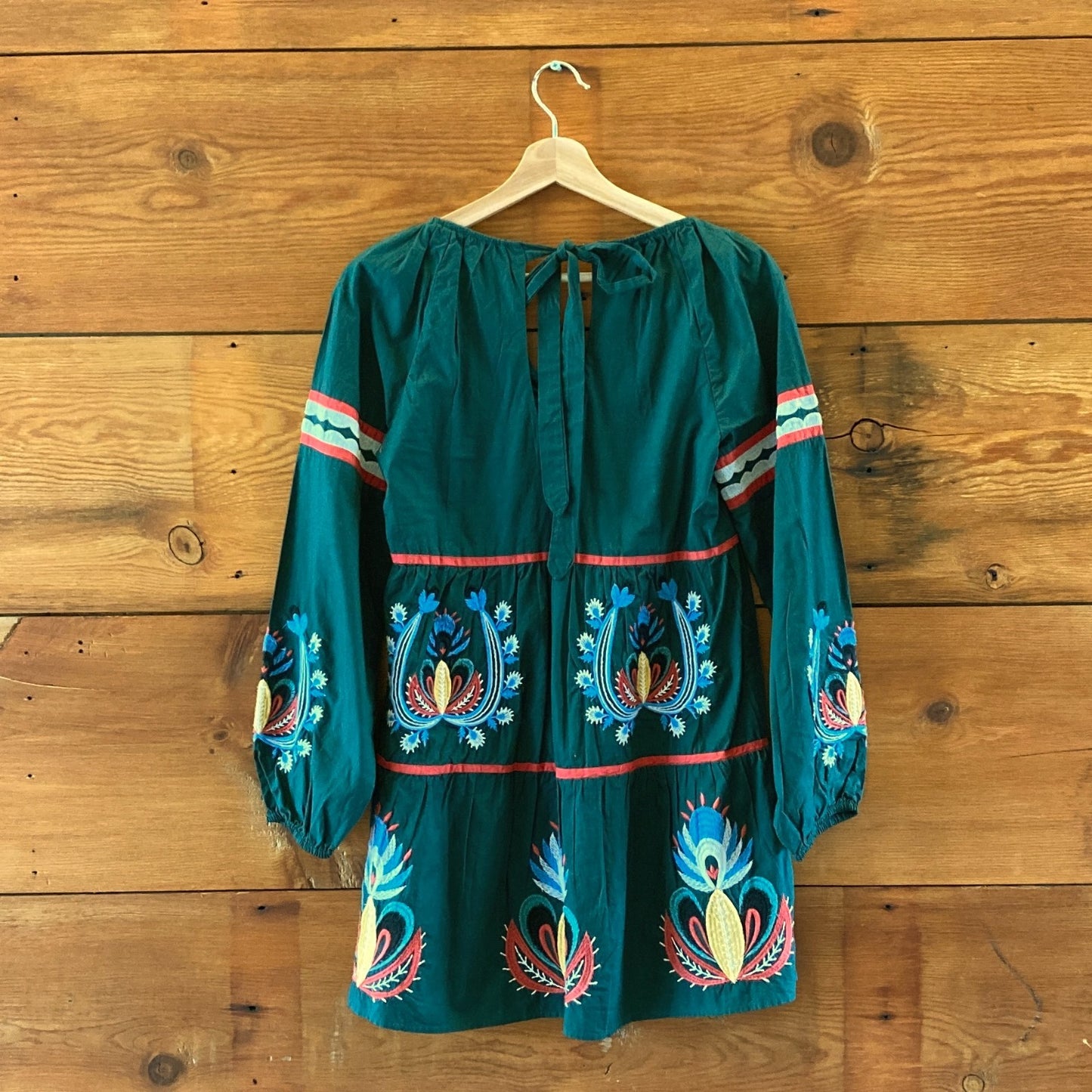 Let me Be Anthropologie Dark Green Embroidered Mini Dress - Size XS - 1011MP