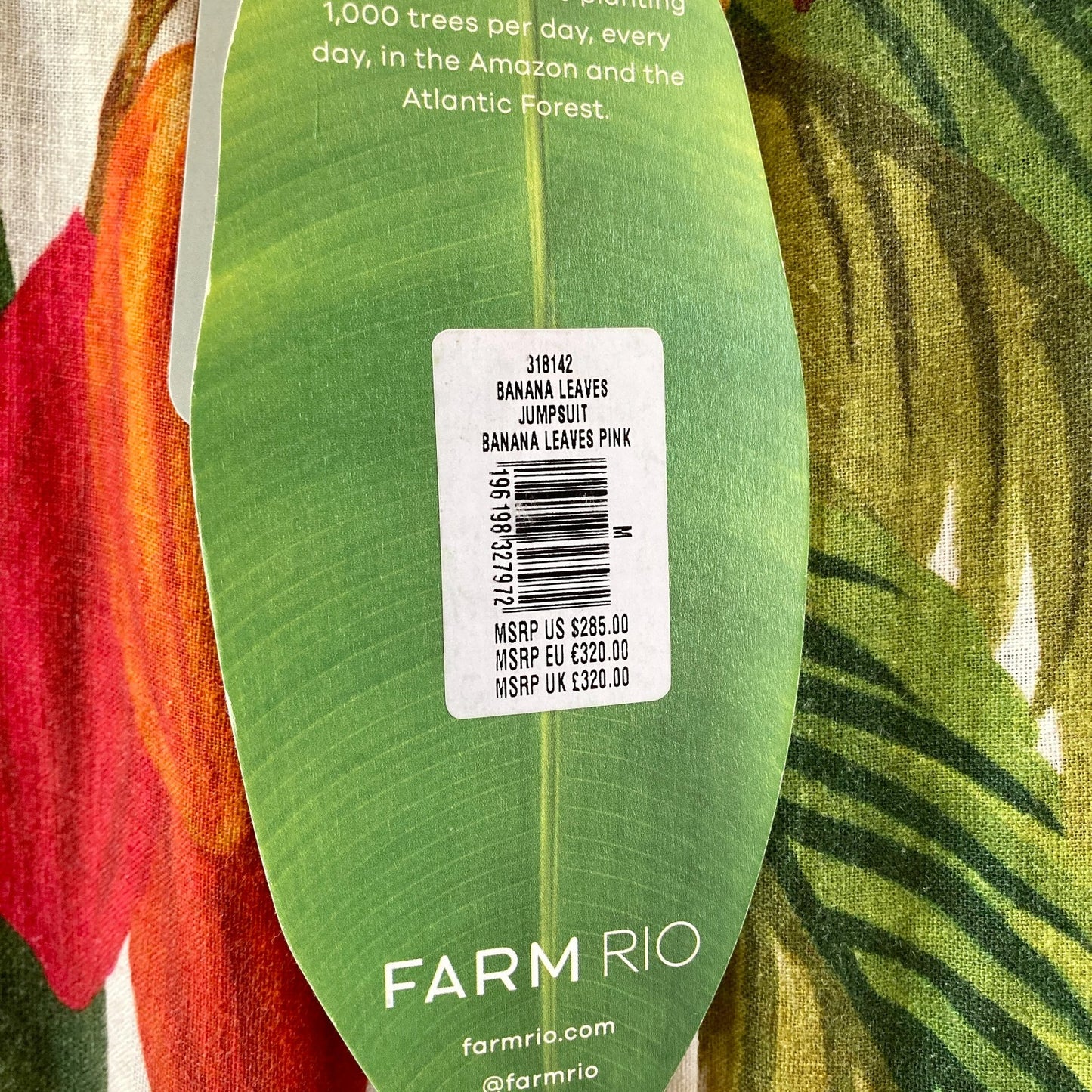 Farm Rio Banana Leaves Tropical Patterned Jumpsuit - Size S - NEW - 1203TR