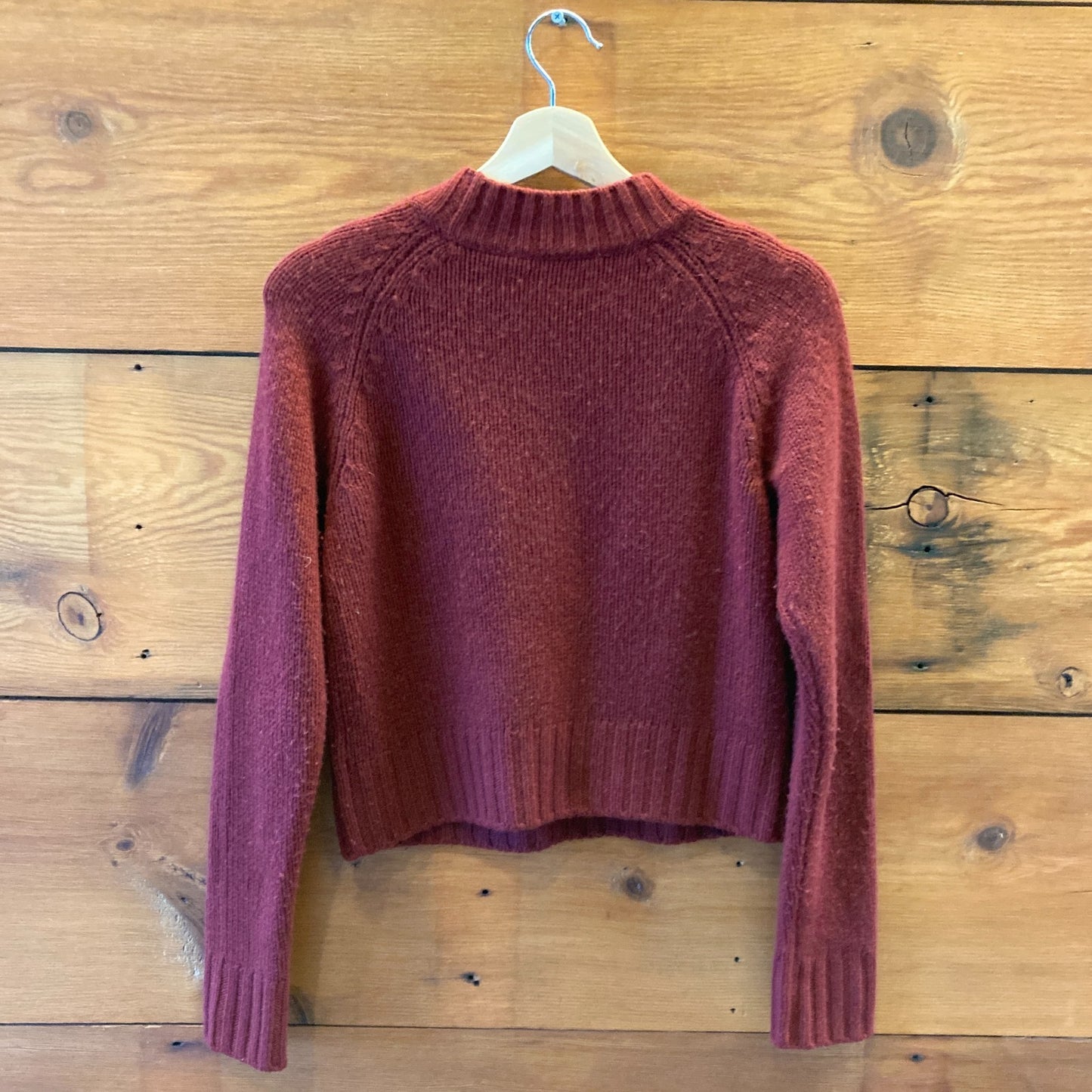 S - Vince $384 Burgundy Shrunken Mock Neck Cashmere Pullover Sweater 1217MA