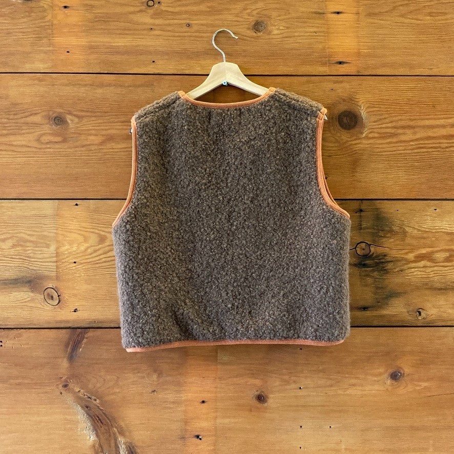 Lenvers Brown Luce Shepherd's Button Front Curly Alpaca Vest - Size S - 0312IG
