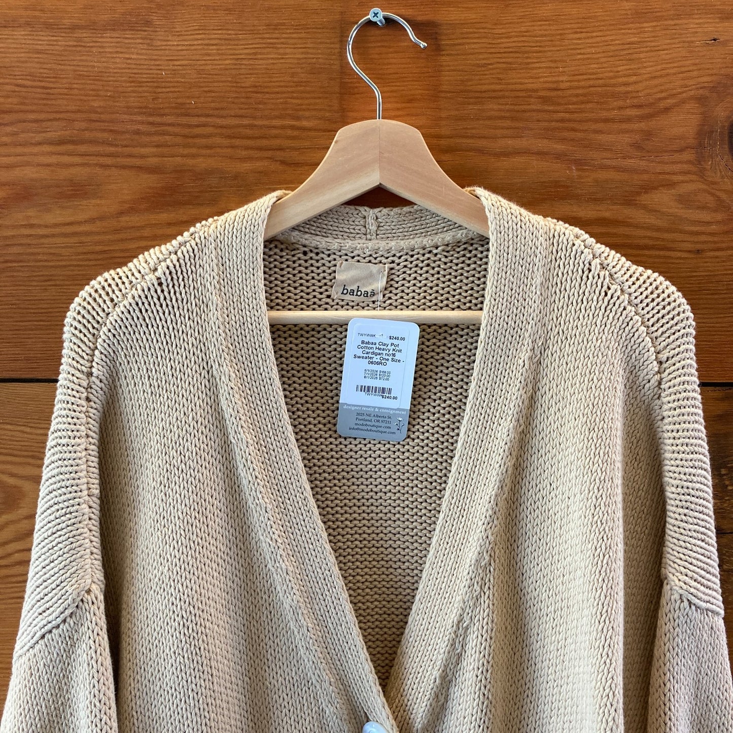 Babaa Clay Pot Cotton Heavy Knit Cardigan no16 Sweater - One Size - 0606RO