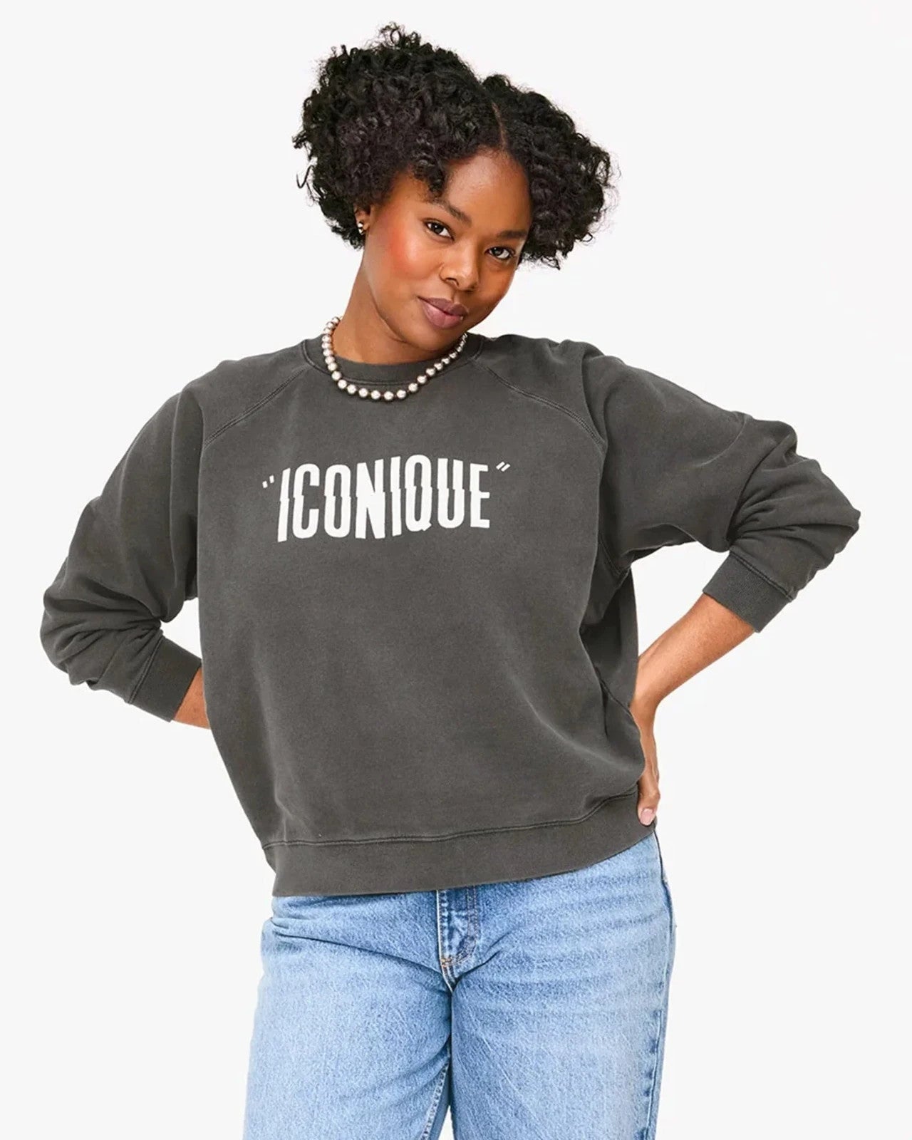 M - Clare V. Dark Gray 'ICONIQUE' Crew Neck Pullover Sweatshirt 0306CH