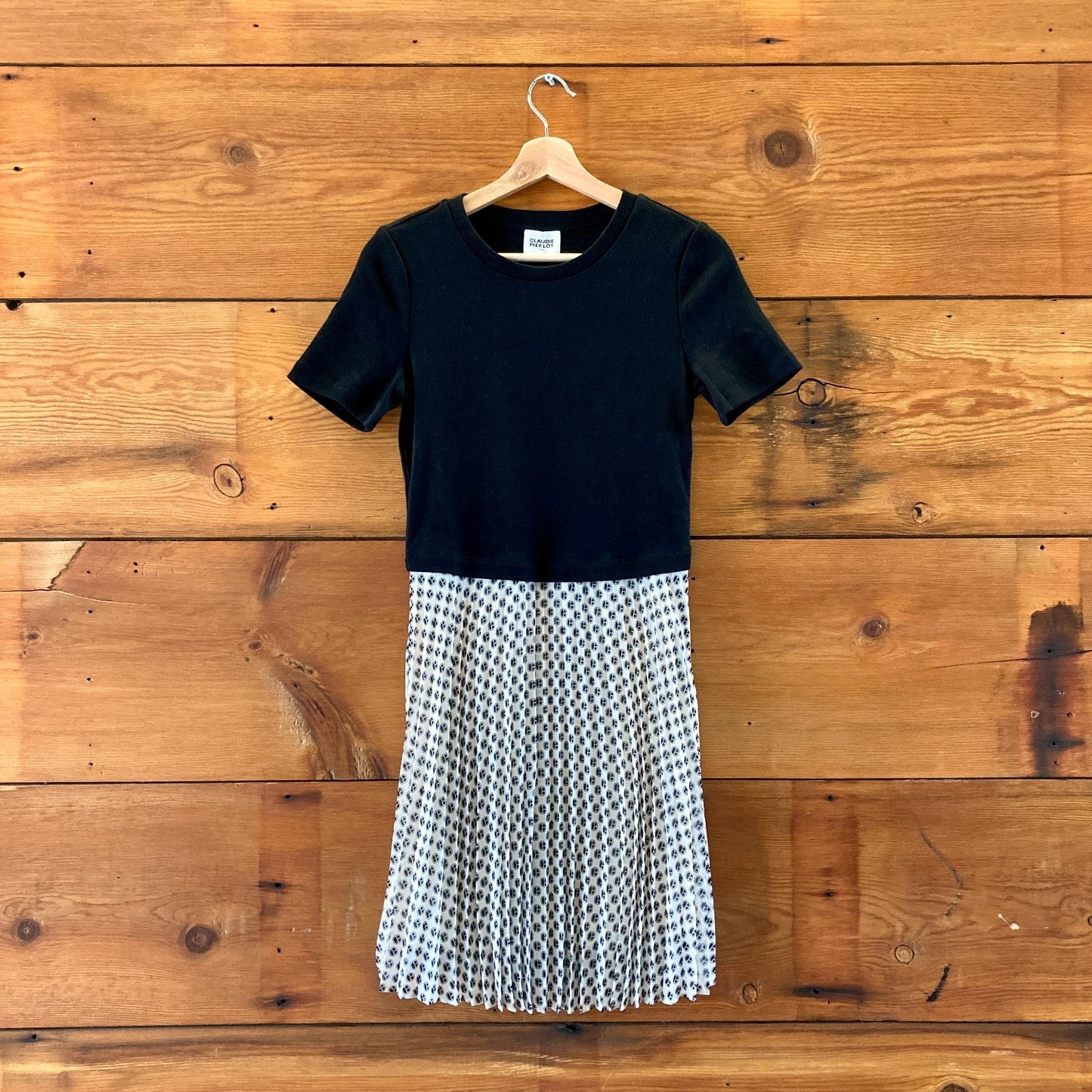Claudie Pierlot Black & White Short Sleeve Dress - Size 1 / S - NEW - 0818SL