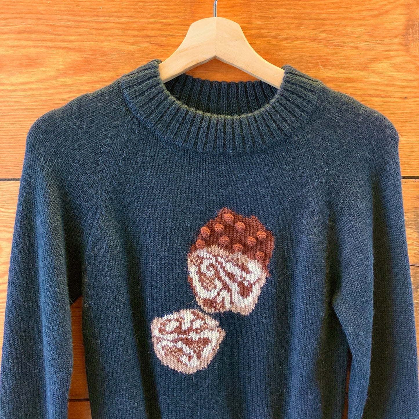 XS - Rachel Antonoff Black Babka Nut Motif Pullover Womens Sweater 0717SM