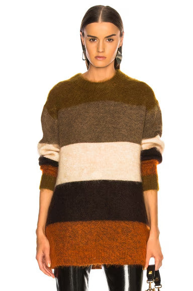 Acne Studios Brown Striped Alan Mohair Paw Crew Neck Sweater - Size S - 0313SH