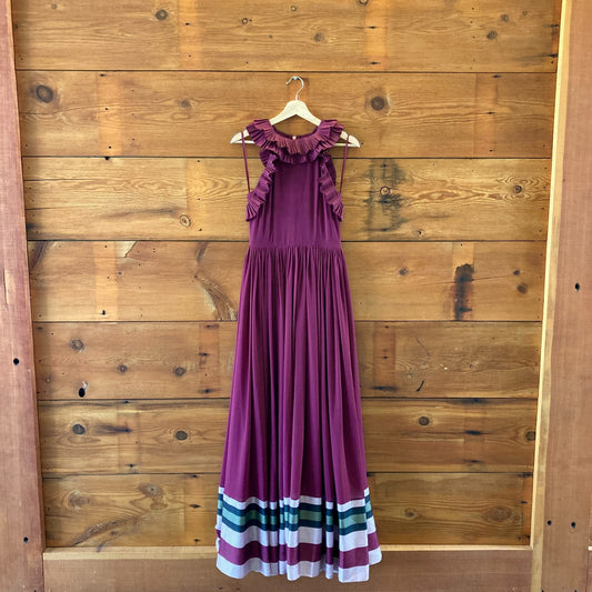 Ted Baker $419 Burgundy Imperial Striped Maxi Dress - Size 1 / S - NEW - 0613SR