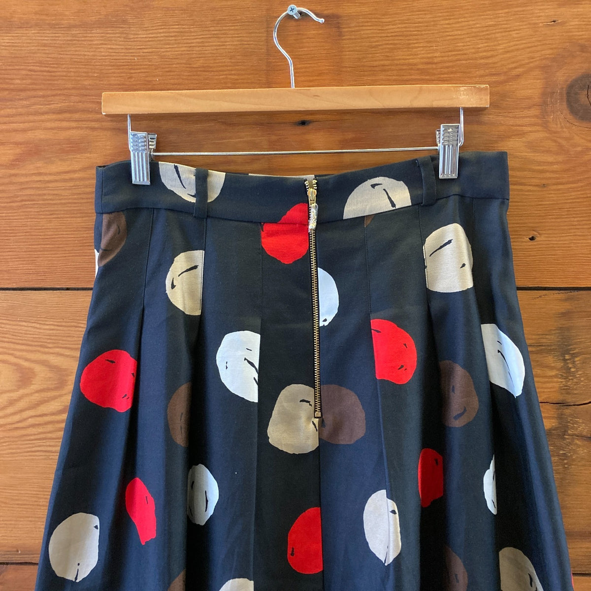 Kate Spade Black Polka Dot Pleated Esther Cotton Silk Skirt - Size 6 - 0320JS