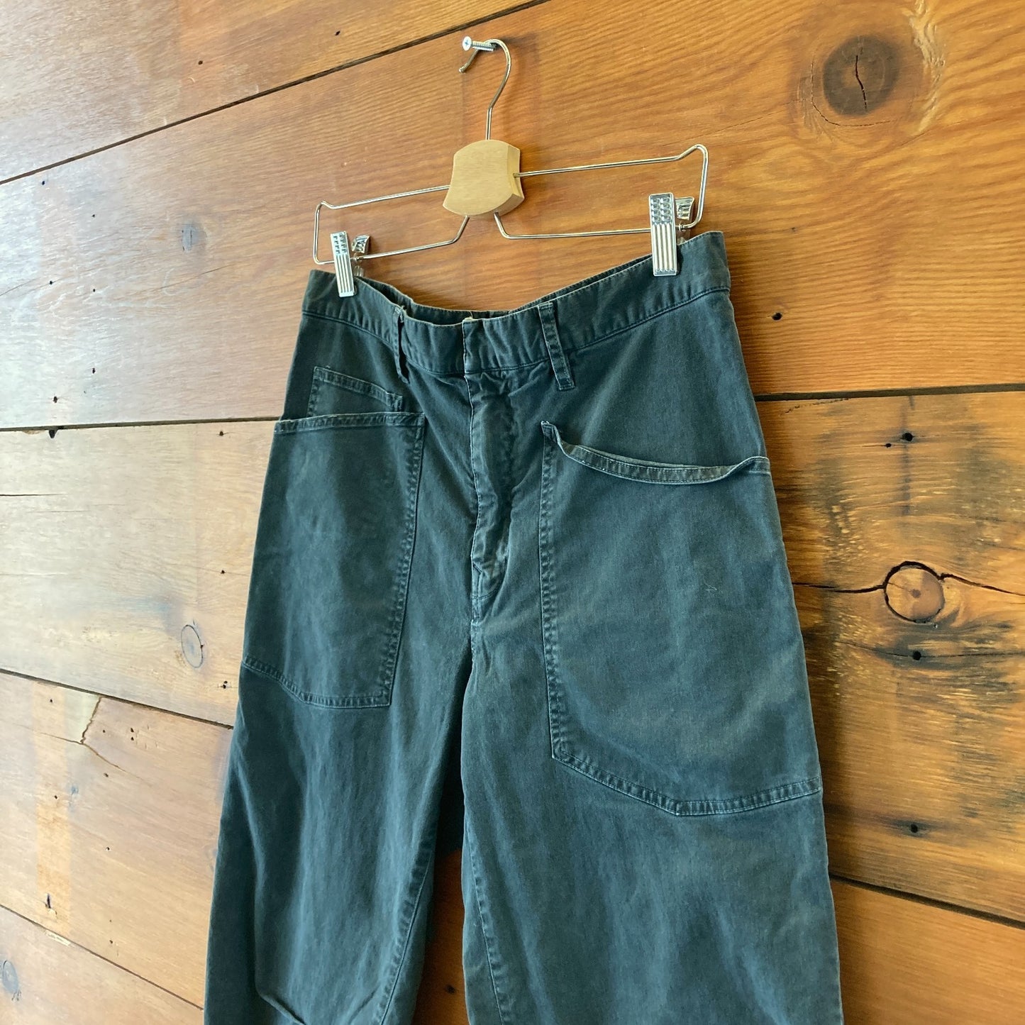 Nili Lotan Washed Black Shon Cotton Twill Barrel-leg Pants - Size 6 - 0721DK