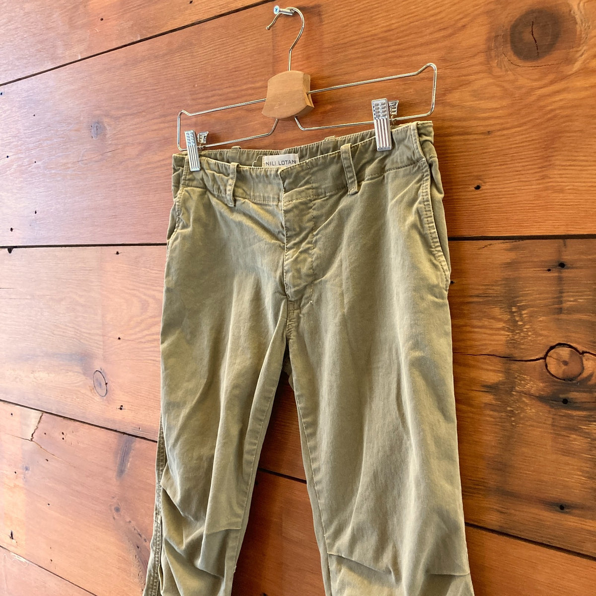 Nili Lotan Army Green Slim Leg Ruched Knee Military Pants - Size 0 - 0224DM