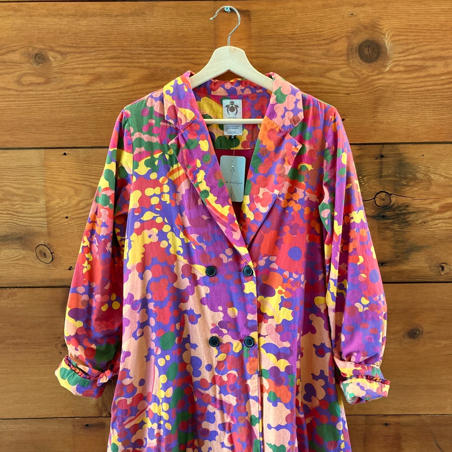 Roopa Pemmaraju Anthropologie Abstract Duster 70s Mod Jacket - Size S - 0520KP