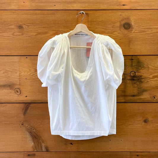 Alexander Wang Padded Shoulder Scoop Neck T Shirt Top - Size S/M - 0422VS