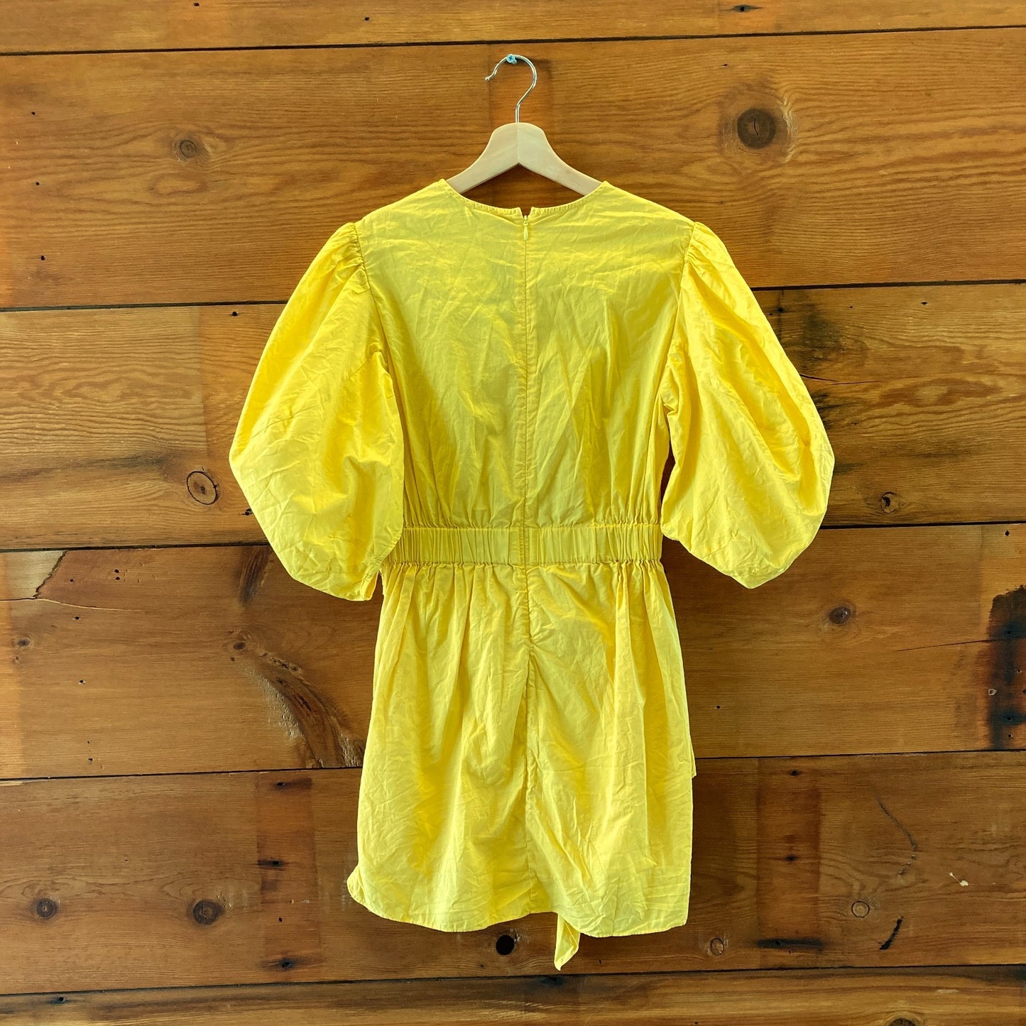Rhode Bright Yellow Pia Puff Sleeve Ruched Dress - Size S - 0415AB