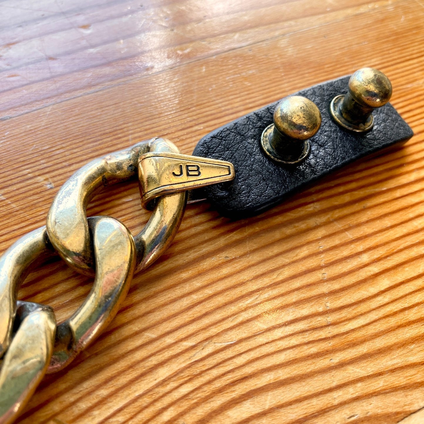 Jenny Bird Gold Chain Link & Leather Chunky Riri Bracelet - 0504AK