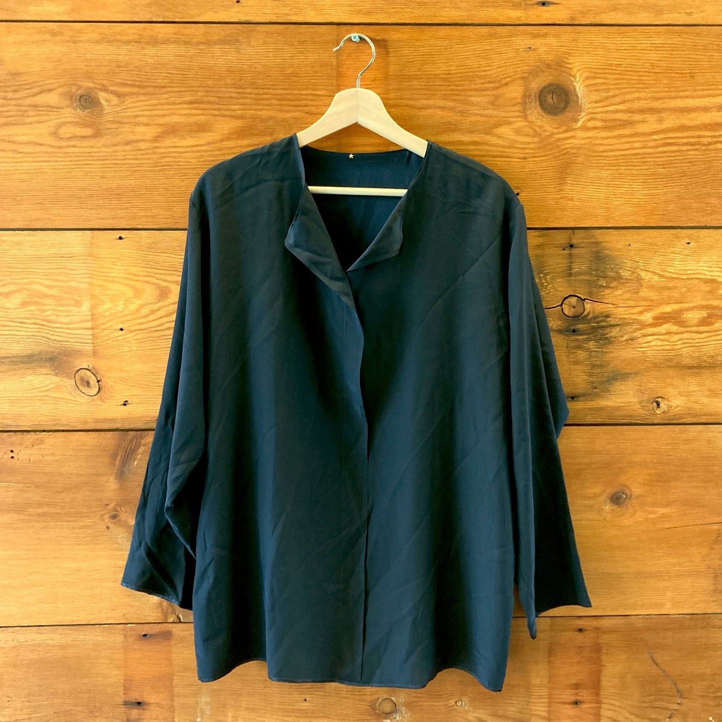 Peter Cohen Black Long Sleeve 100% Silk Blouse Tunic Shirt - Size S  - 0508GA