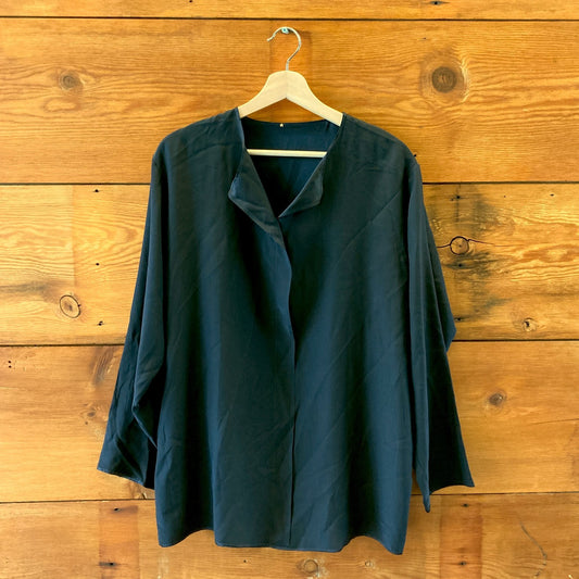 Peter Cohen Black Long Sleeve 100% Silk Blouse Tunic Shirt - Size S  - 0508GA