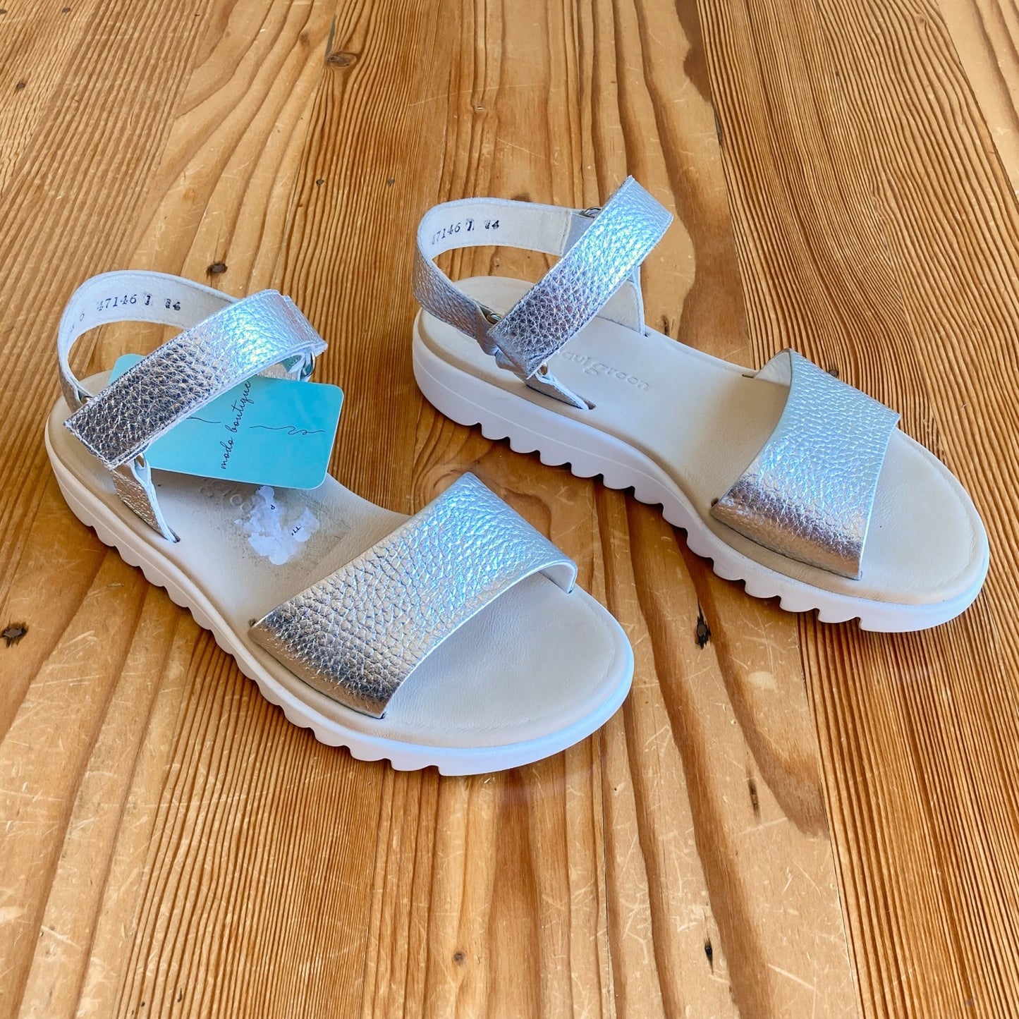 Paul Green Silver Ankle Strap Toni Comfort Sandals - Size 6 AU / 9 US - 0413BB