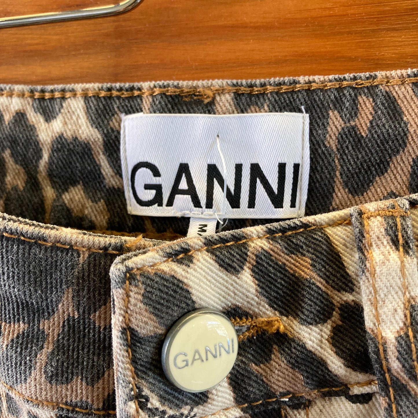 Ganni Leopard Print Betzy Cropped High Waist Jeans - Size 27 - 0312IG