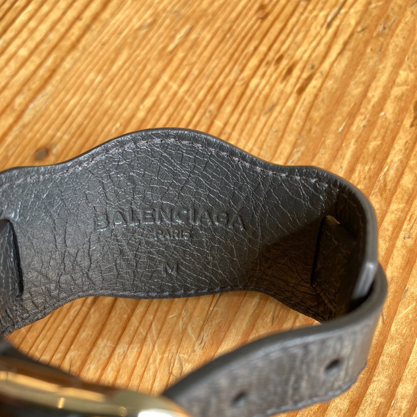 Balenciaga Dark Gray Leather Giant Arena Moto Bracelet - Size M - 0504AK
