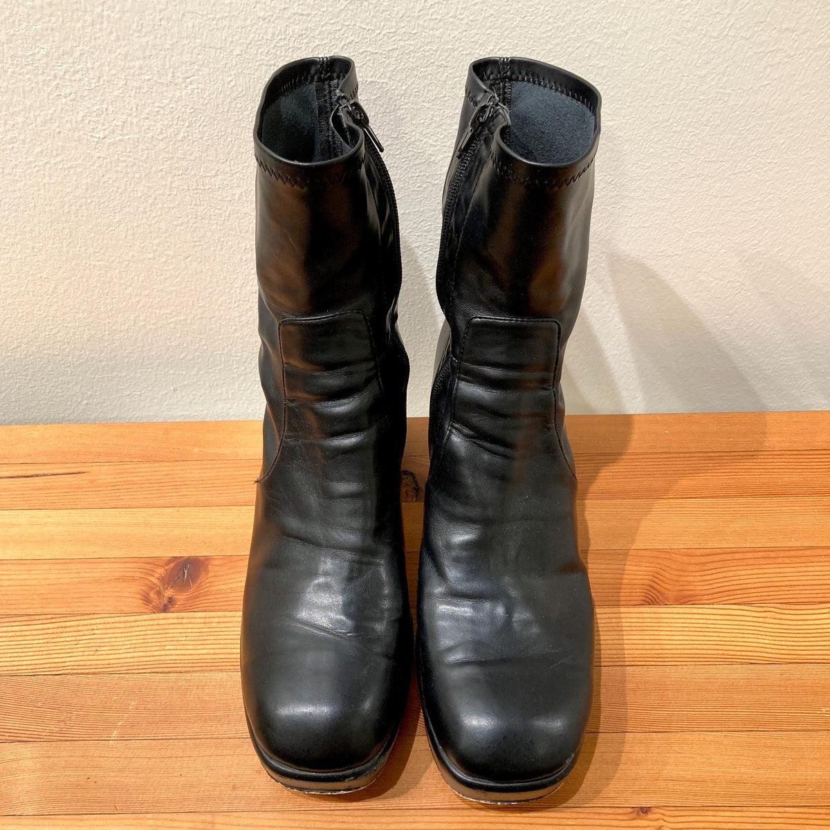 Silent D Black Otto Stretch Faux Leather Platform Boots - Size 42 / 11 - 0530JF