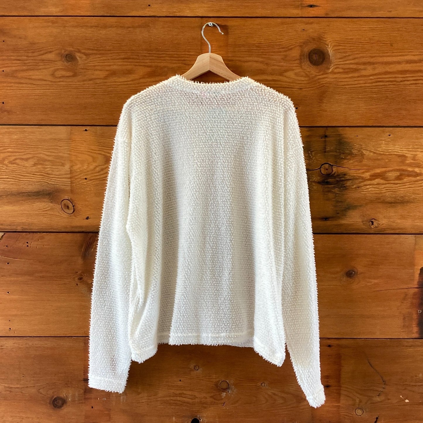 Gnuhr White Polartec Pullover Long Sleeve Shag Sweater - Size 4 / L - 1105AR